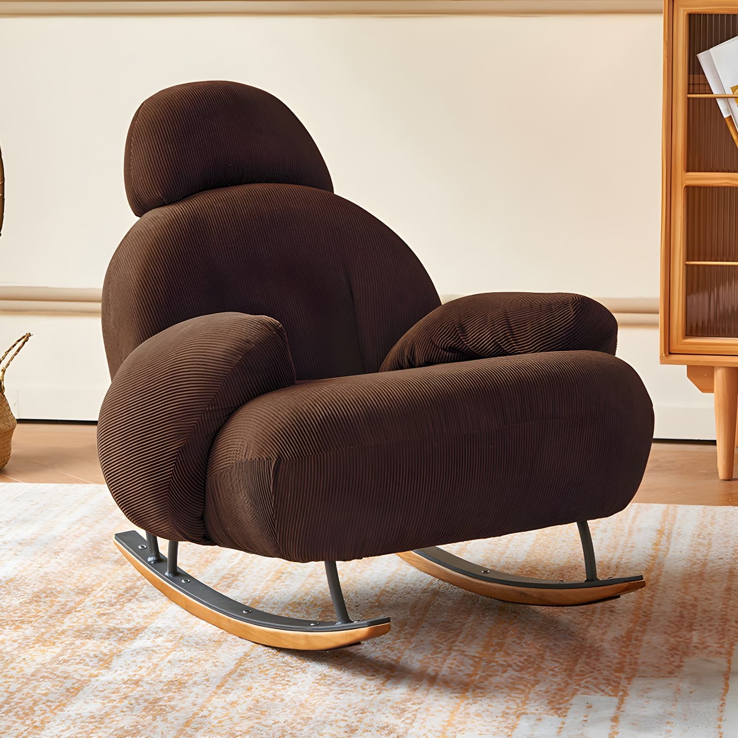 Rocking Accent Chair Solid Wood Contemporary Living Room Spindle - image 12
