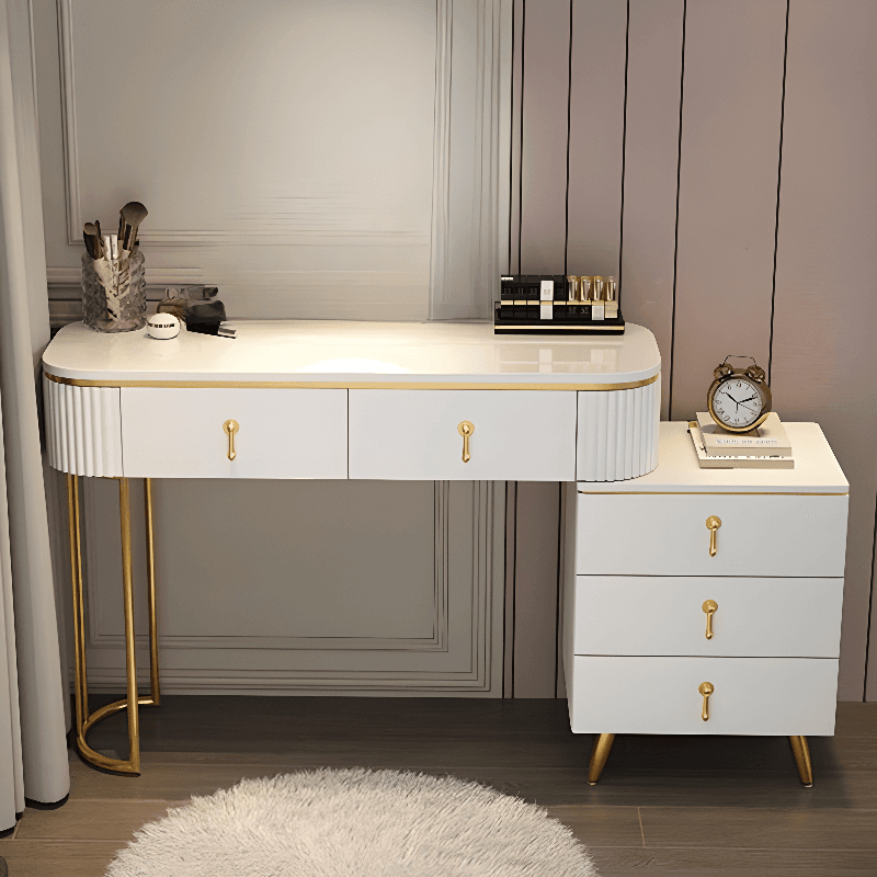 Push-Pull Vanity Set with Storage in a Modern Style, Led, Adjustable Touch Mirror, Blush Chair and Adjustable Brightness Included/Not Included - image 4