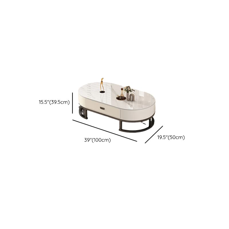 Elliptical Accent Table with Dual-base and Rawhide Upholstery - image 14