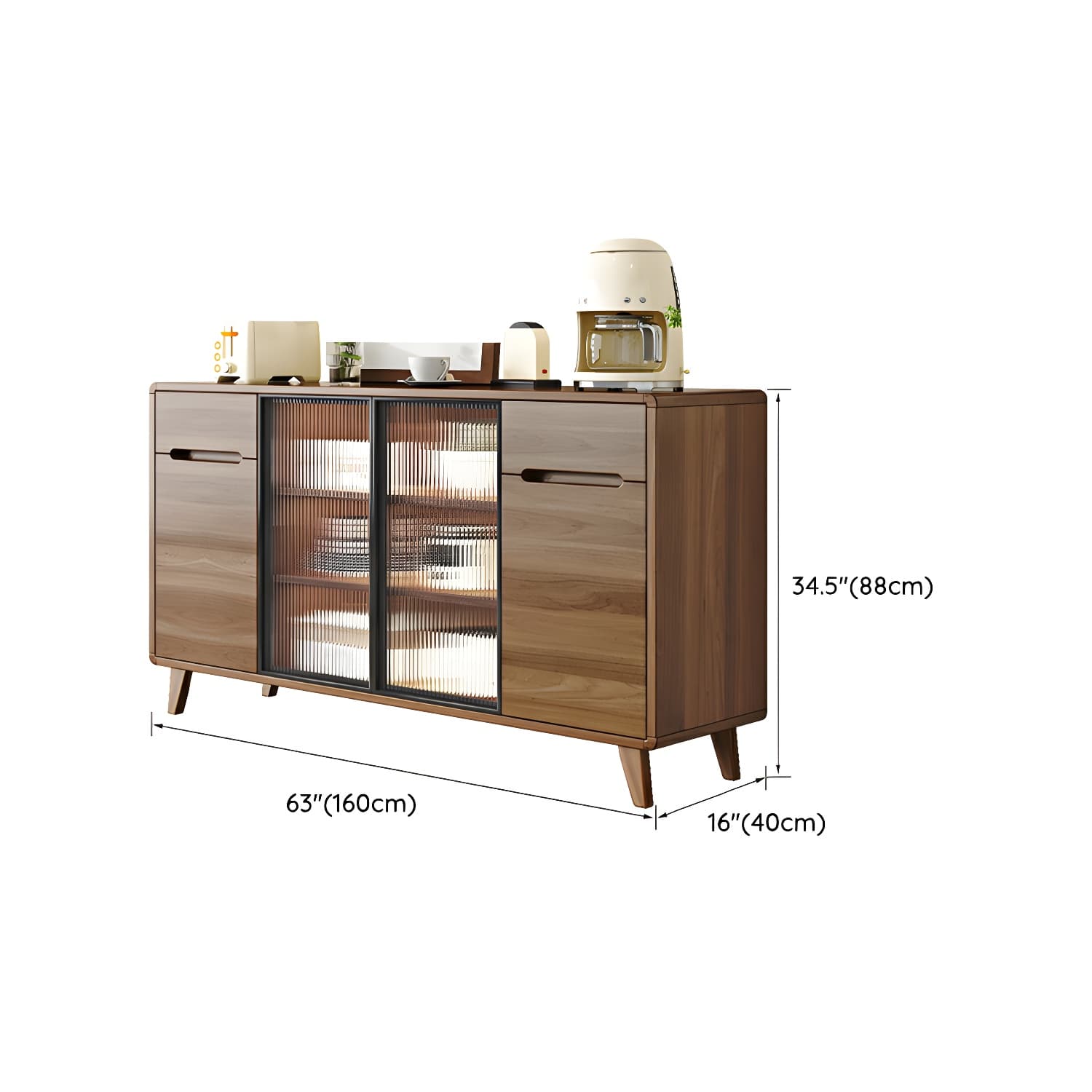 Contemporary Engineered Wood Free-standing Sideboard with Glass Door and Adjustable Shelves - image 11