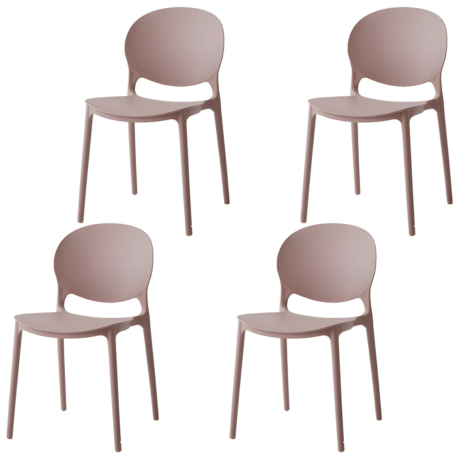 Modern Style Stackable Plastic Chair Open Back Dining Side Chair (Set of 4)