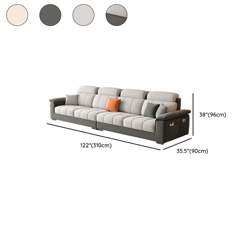 Straight Scratch-repellent Sofa with Side Pocket and Horizontal Flared Arm, Includes 1 Ottoman - image 10