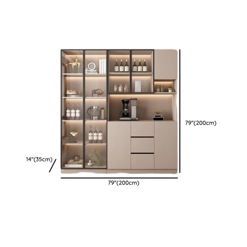 Wide/Standard/Narrow Modern Timber 3 Drawers 2 Shelves/3 Shelves/1 Shelf Glass Doors Pantry Hutch Sideboard - image 44