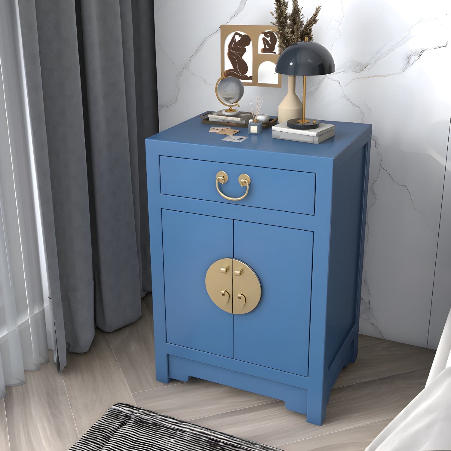 Solid Wood Nightstand with Cabinet 27.5"Tall 1 - Drawer Nightstand - image 3