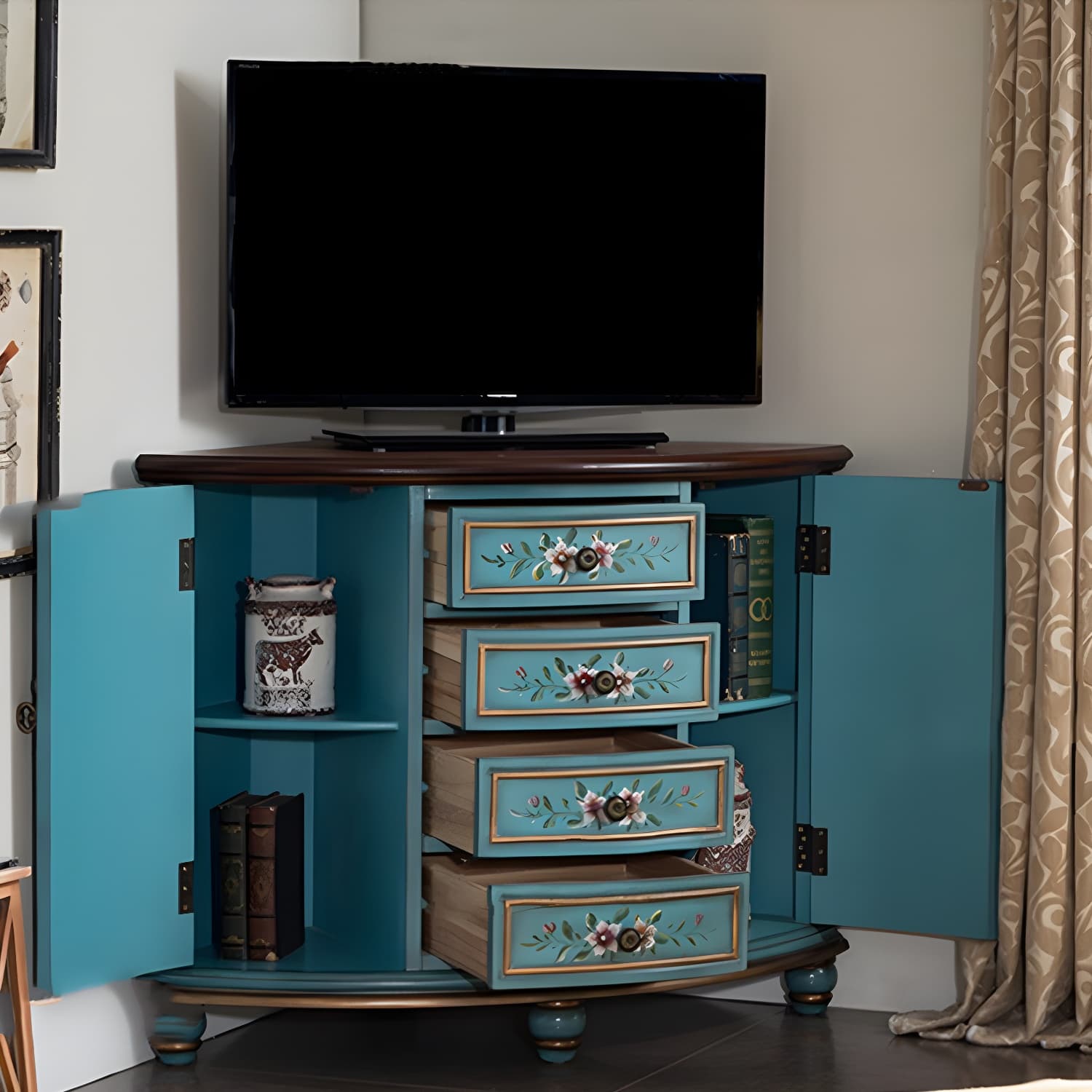 Wooden TV Cabinet Modern Style Home Simple Corner TV Stand Console - image 13