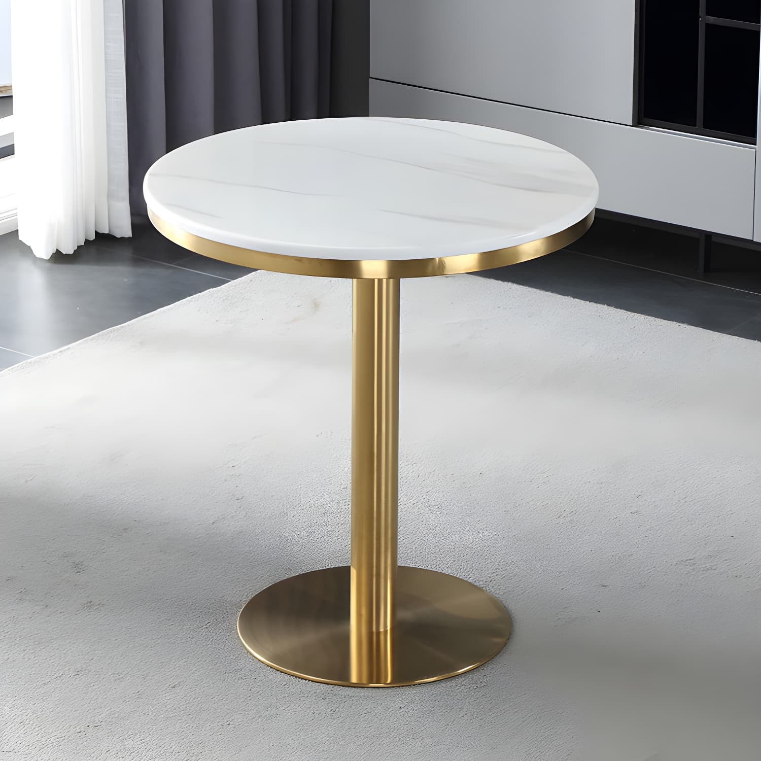 Sintered Stone Three-Color Dining Table Luxury Tulip Base Table for Dining Room