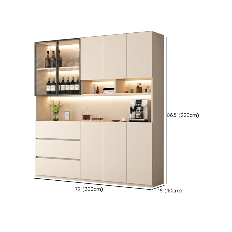 Off-White Contemporary Wood Buffet Sideboard with Cabinets and Shelves - image 21
