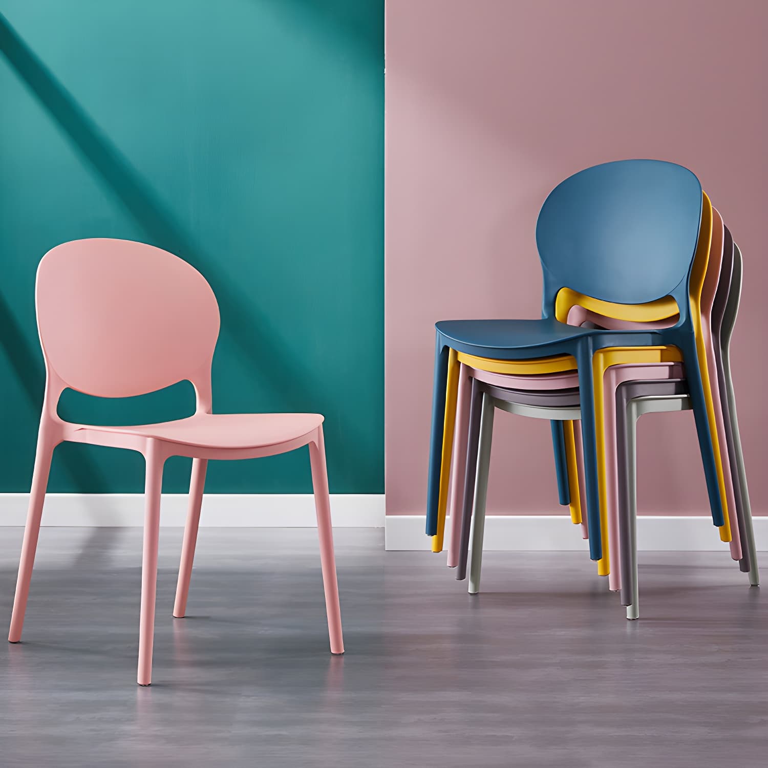 Scandinavian Plastic Dining Side Chair Open Back Matte Finish Dining Chair - image 26