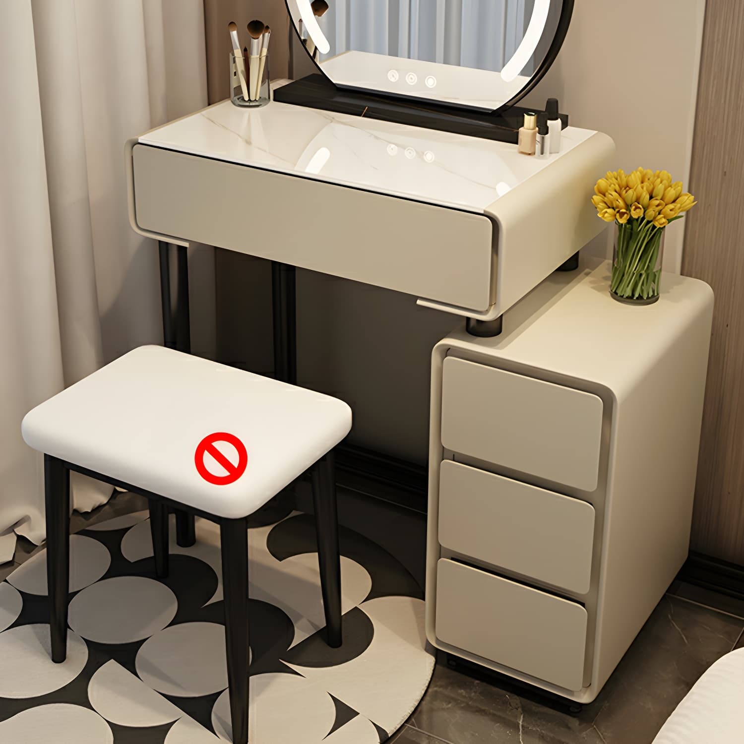 Solid Wood Stylish Makeup Vanity Set with Drawers in Modern Style - image 13