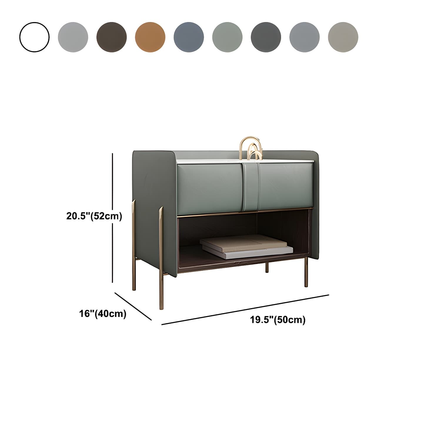 1-Drawer 1-Shelf Accent Table Nightstand 20.47" Tall Stone Nightstand - image 15