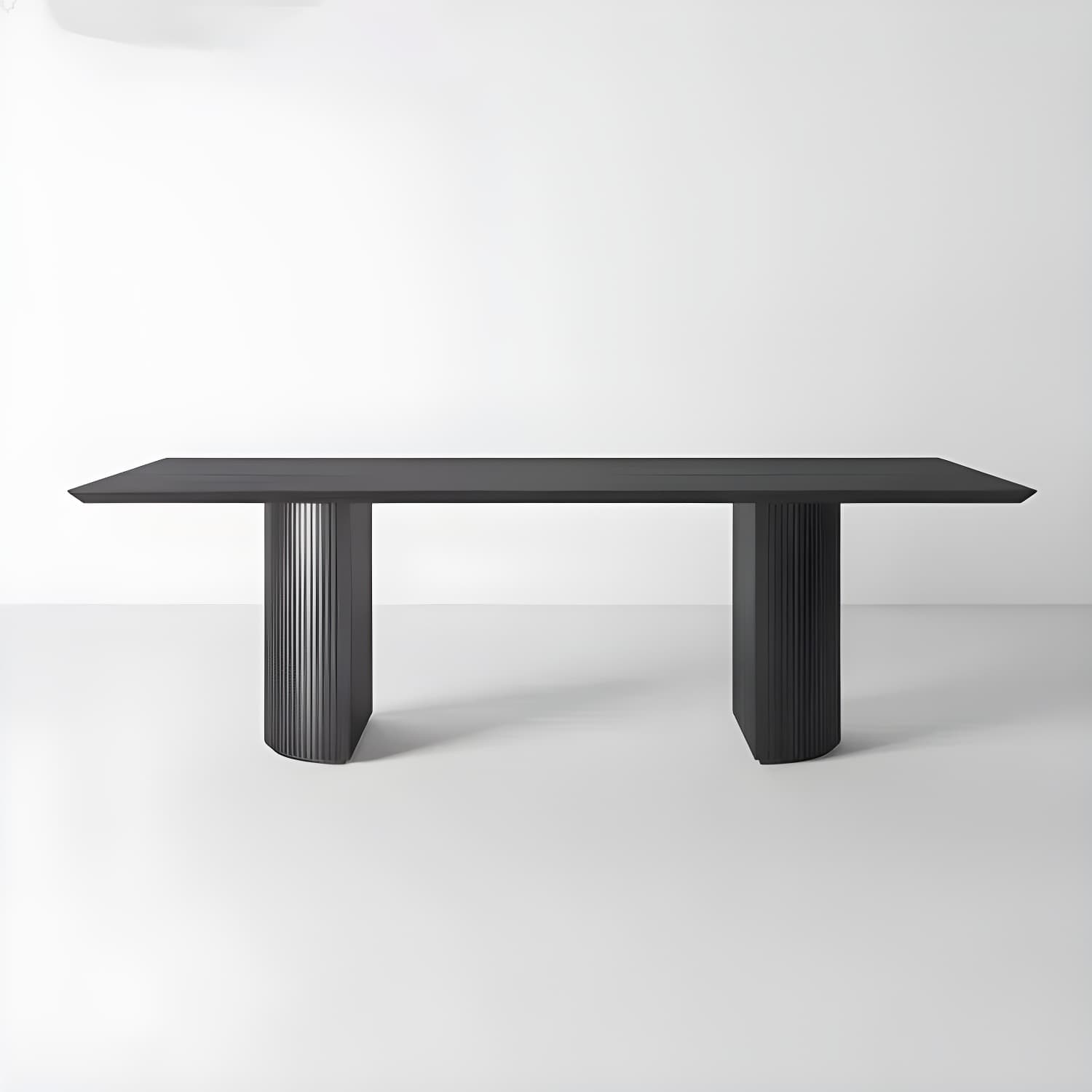 Modern Pine Wood Table for Restaurant Black Dining Table with Double Pedestal