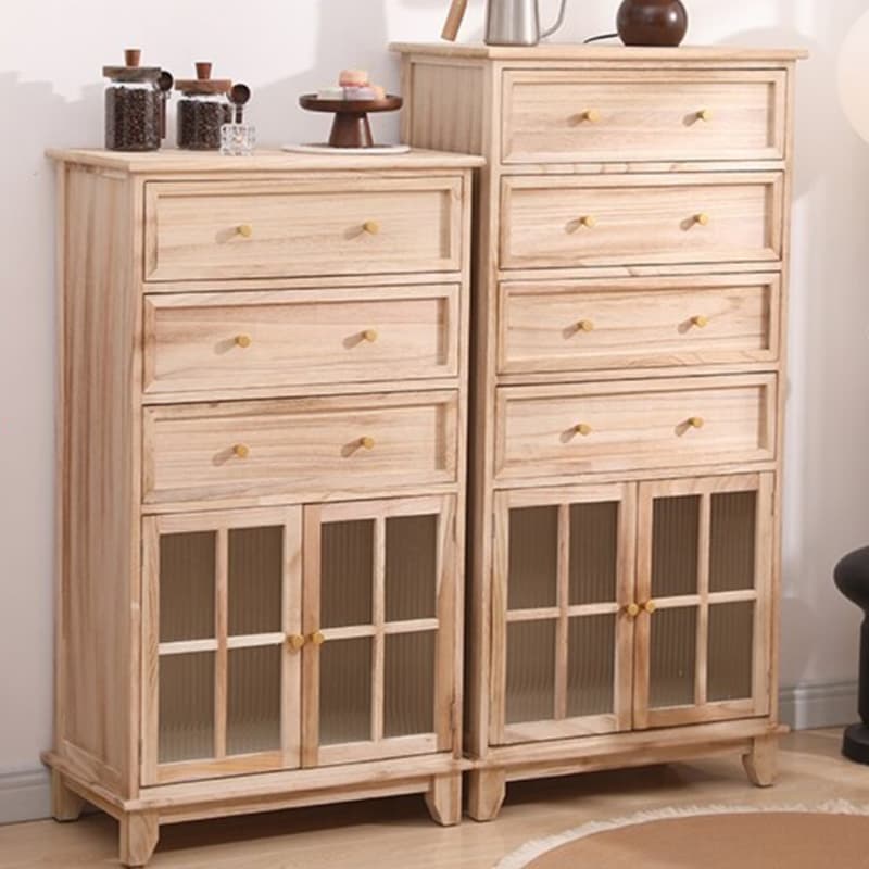 Rectangular Damp-proof Accent Cabinet with Storage Drawer, Closet, Glazed Door, Cabinet Knobs in Chalk/Brown/Wood Color - image 8