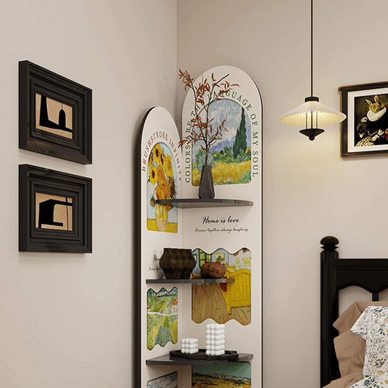 Modern Simple Style Nook Decorative Cabinet with 4 Exterior Shelves, Laminate Countertop in Midnight Black - image 12