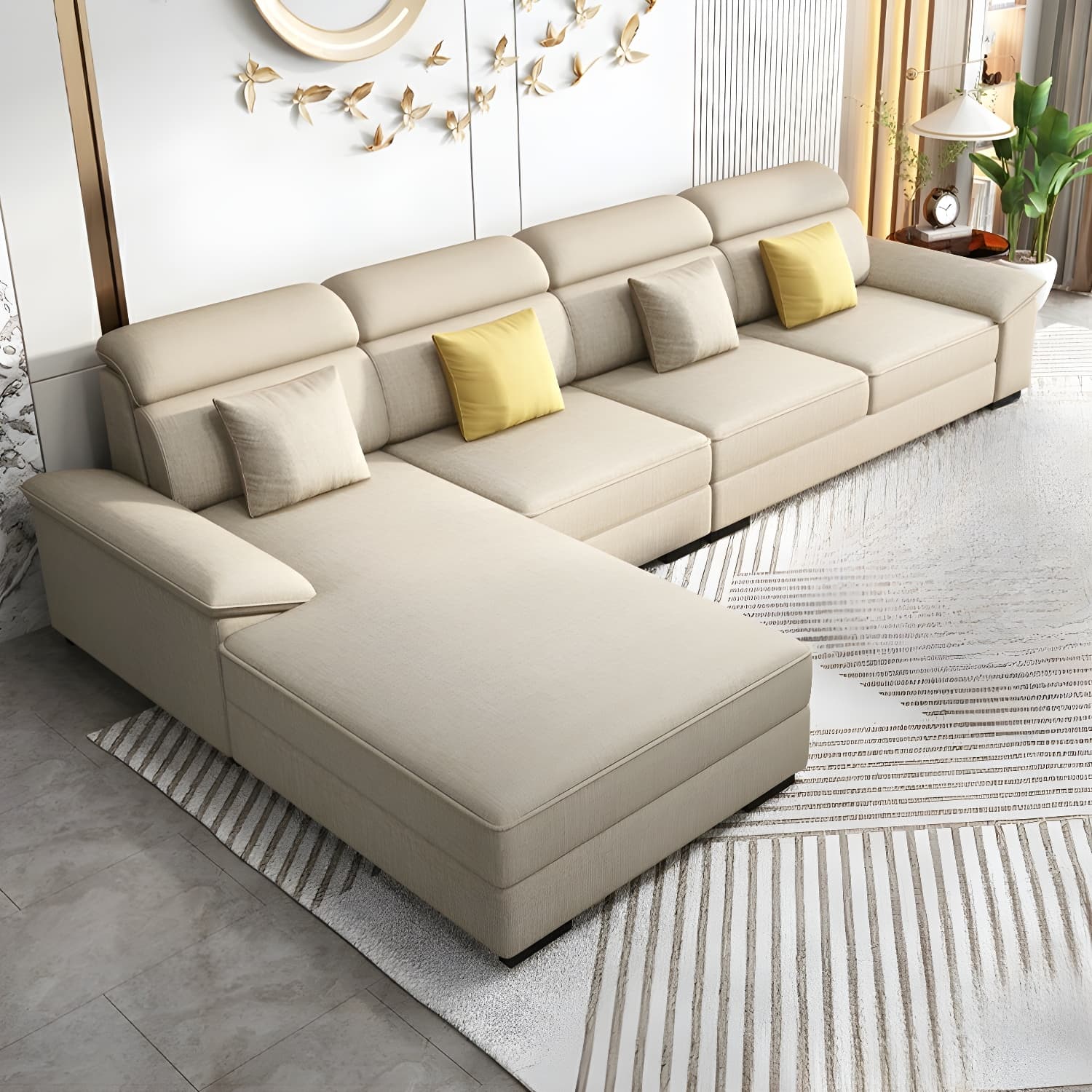 Modernism Pillow Top Arm Sectional with Chaise for Living Room - image 7