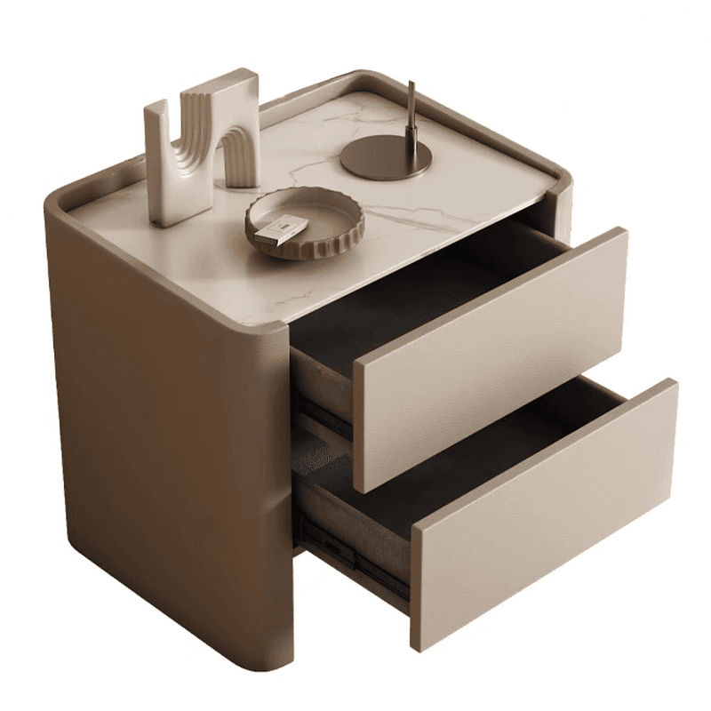 Stylish Drawer Storage Nightstand with 2 Drawers, Stone Countertop, and Leg - image 12