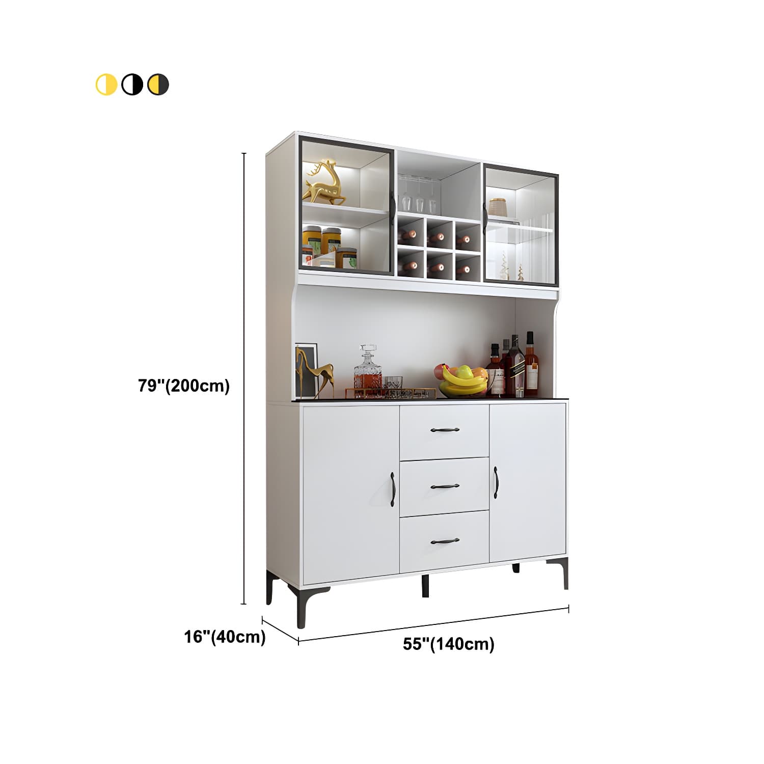 Modern Sideboard Wood Frame and Stone Top Sideboard with Door for Kitchen - image 14