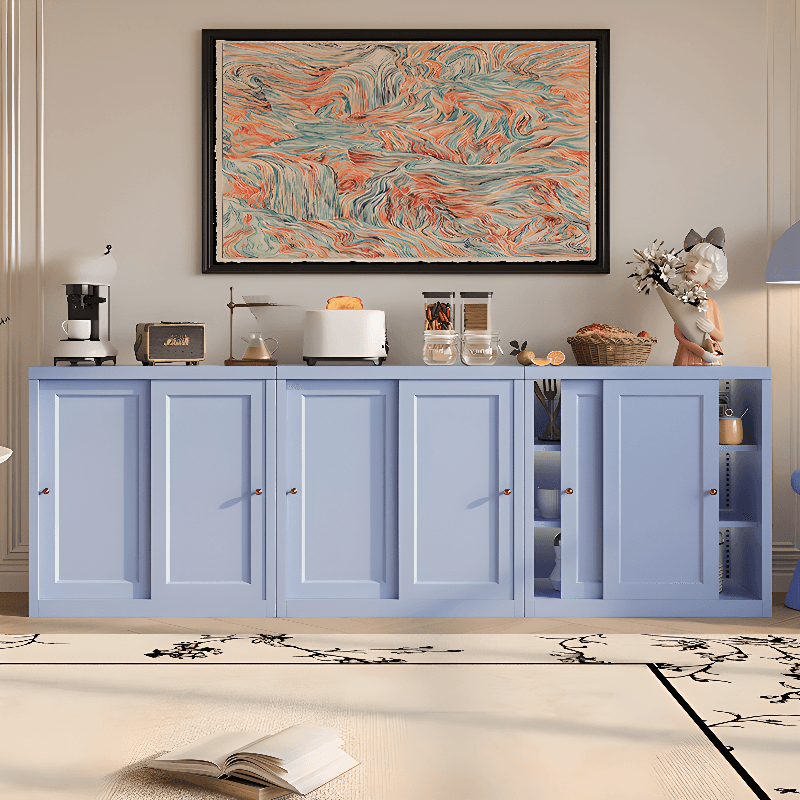 Art Deco Standard/Wide Oven Cabinet with Kitchen Cupboards, Iron Countertop, and Adjustable Sliding Doors - image 7