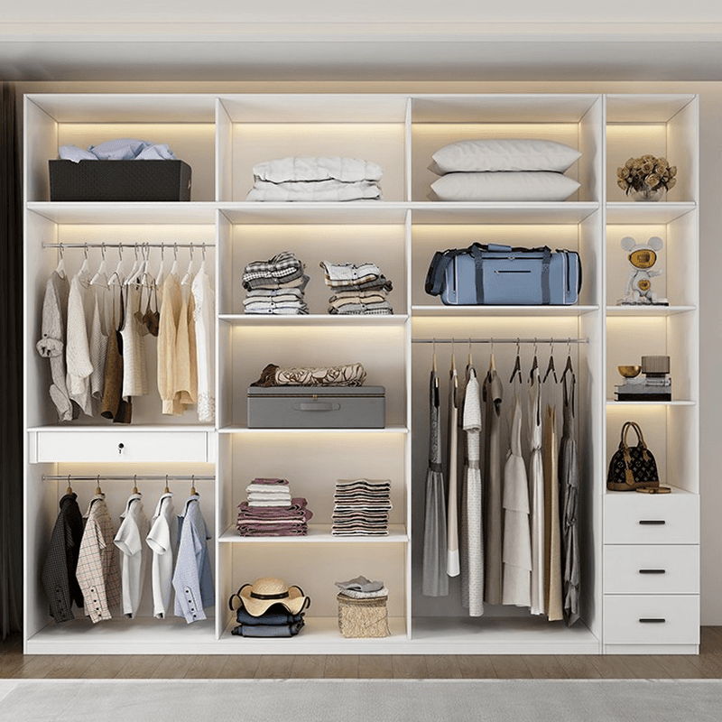 White Lumber Detached Wardrobe Closet with Soft Close Drawer, Door, Interior Shelves, and Clothing Rod - image 4