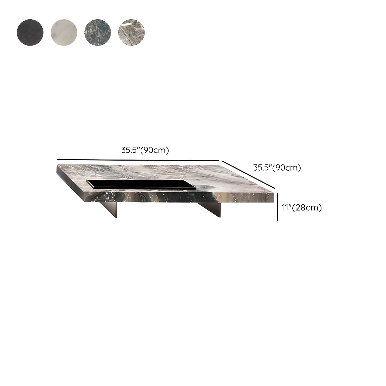 No Distressing Coffee Table Pedestal Faux Marble Square Cocktail Table - image 9