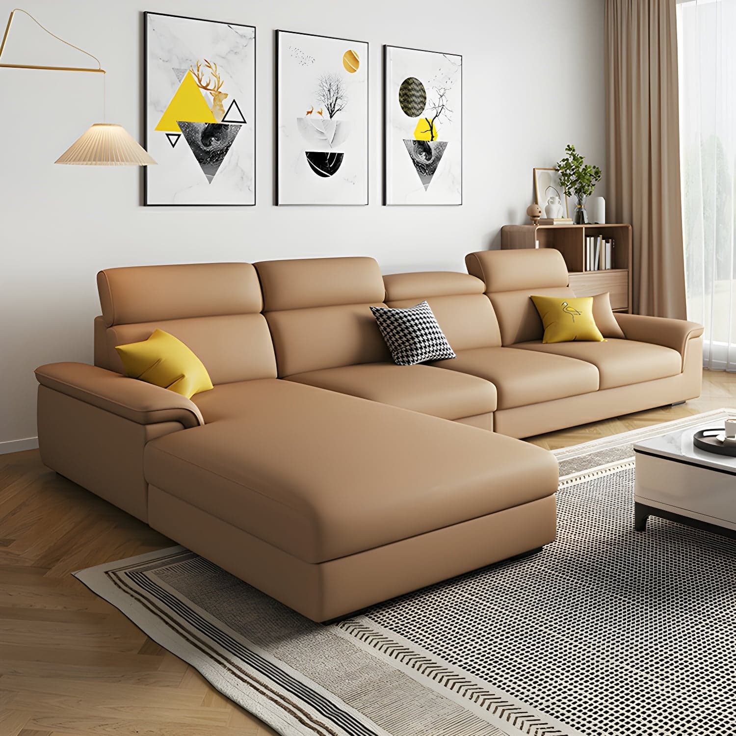 Modern Sectional Sofa and Chaise with Adjustable Pillows and Pillow Top Arm - image 4