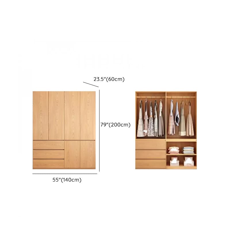 Natural Finish Unfixed Almirah Manufactured Wood Soft Close Drawer Soft Close Door Hinged - image 12