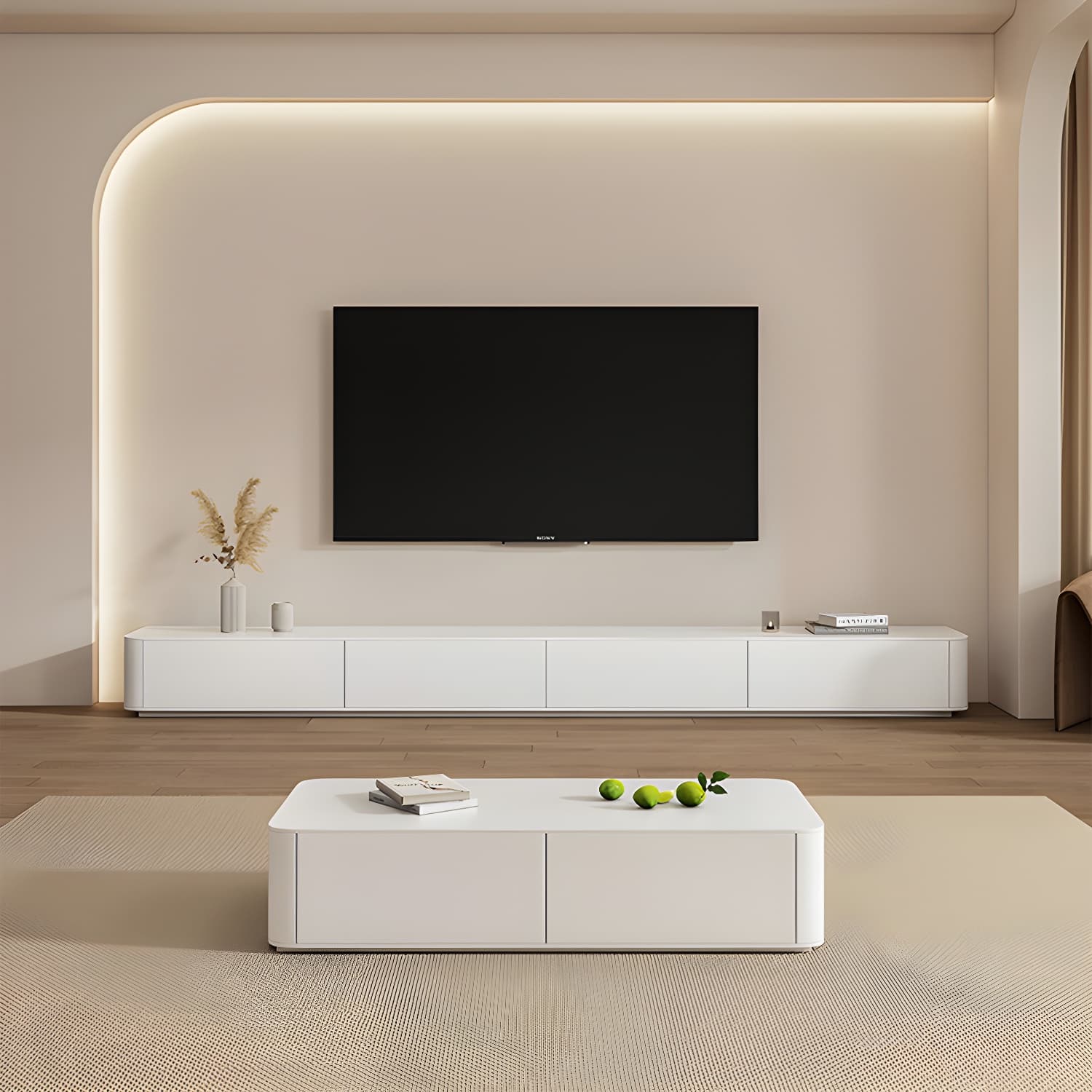 White Wood TV Stand with 2-4 Drawers for Modern Entertainment Centers - image 4