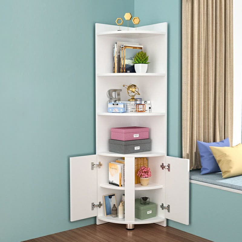 Modern Wood Corner Accent Cabinet with Open Shelves Wood Doors and 1 Cabinet for Living Room - image 4