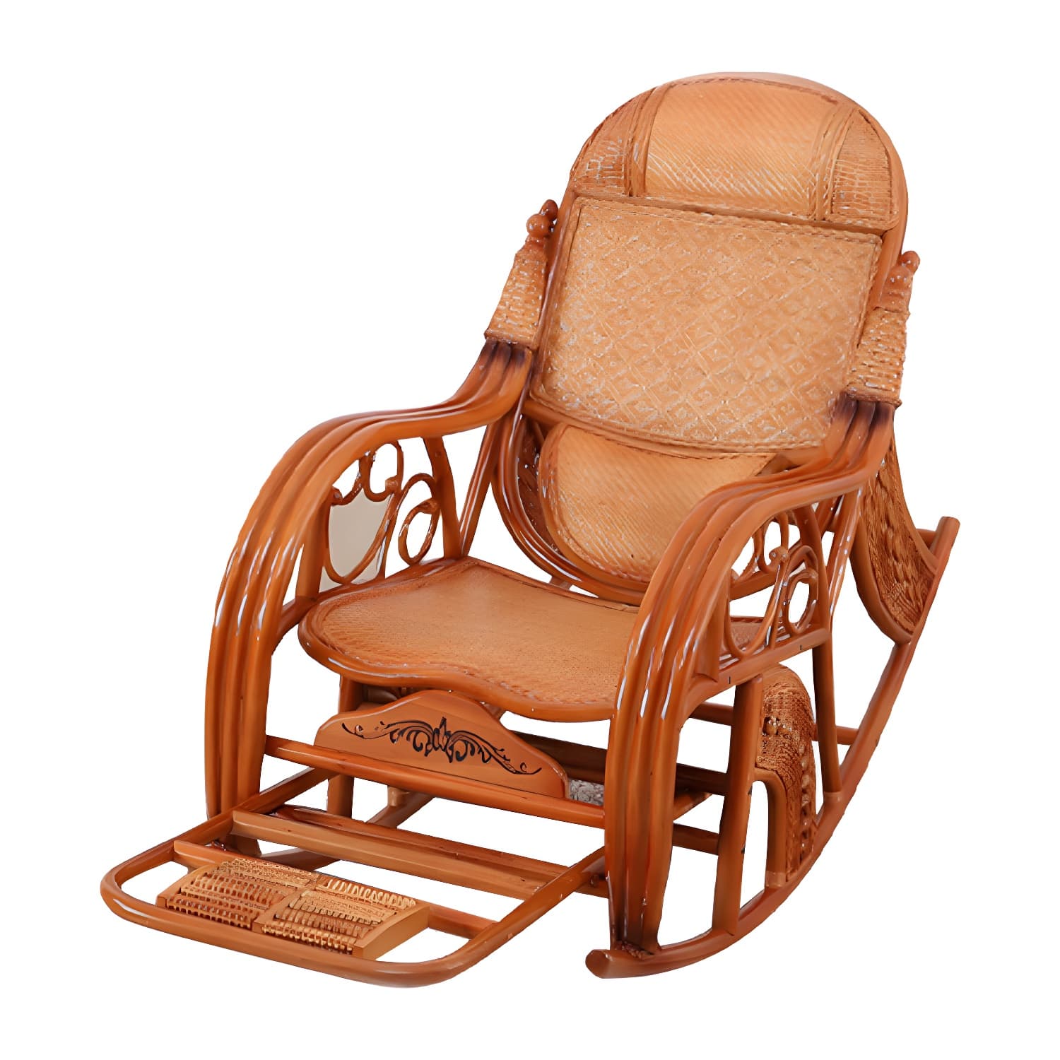 Traditional Spindle Rocking Chair Tobacco Finish with Pillow Rocker Chair Wicker - image 11