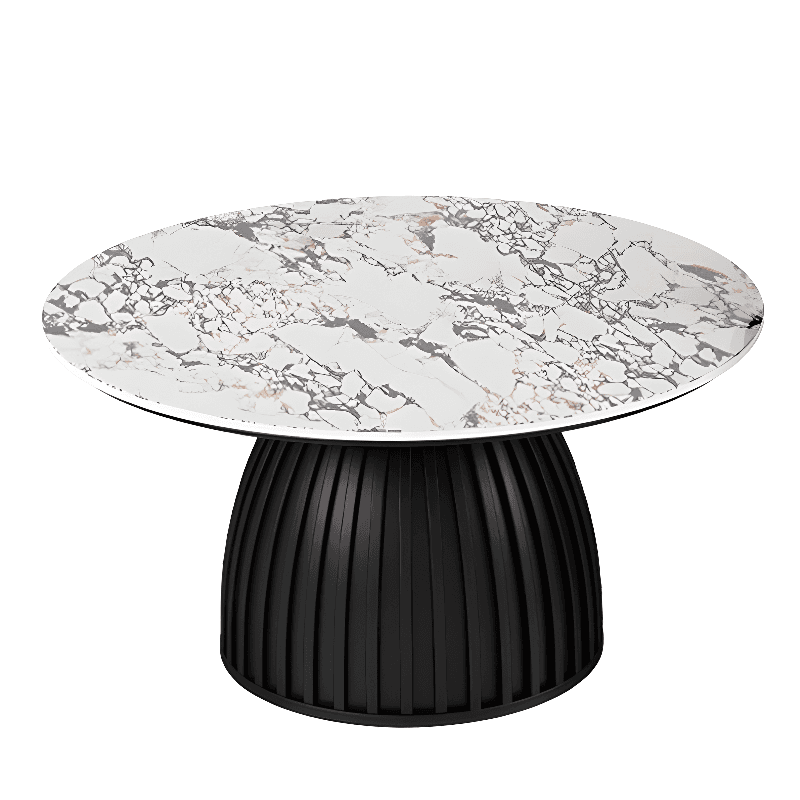 Scratch-repellent White Sintered Stone Rounded 1 Tier Single/Nested Side Table with Single Pedestal Base for Indoor Use - image 3