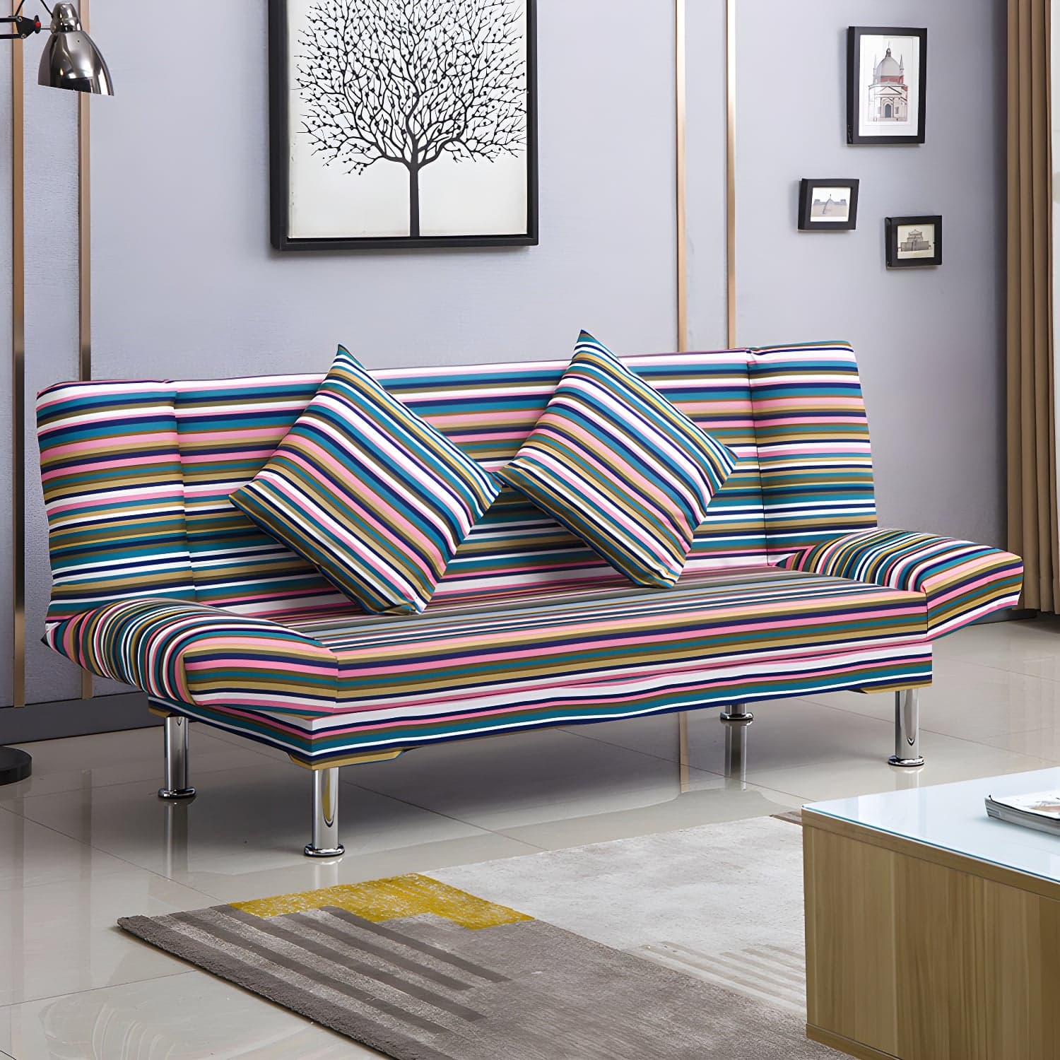Silver Transitional Modern Tight Back Sofa Bed 29.53"High Armless Sofa Bed - image 28