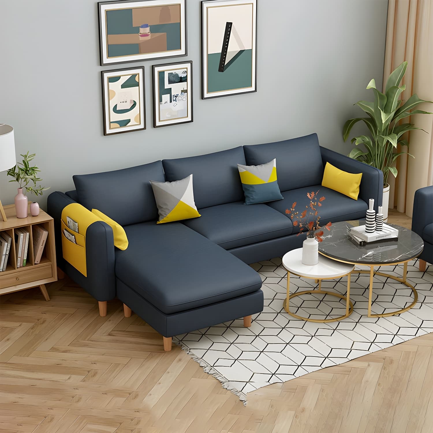 Modern Wooden Frame L-Shaped Sectional Sofa Chaise in Small Size with Storage Included - image 26