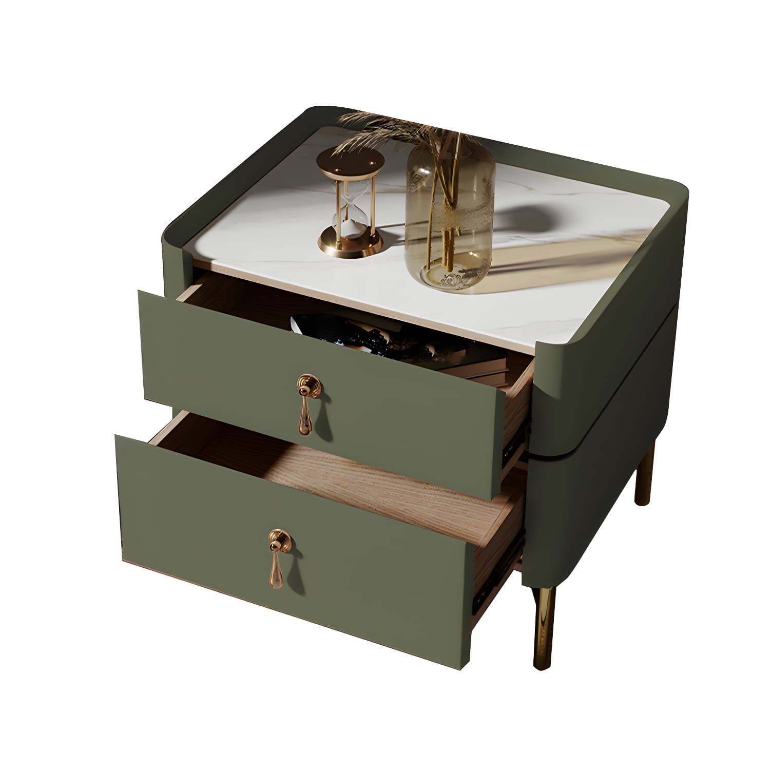 Glam 2-Drawer Nightstand Glass Top 19 Inch H Legs Included Night Table - image 15