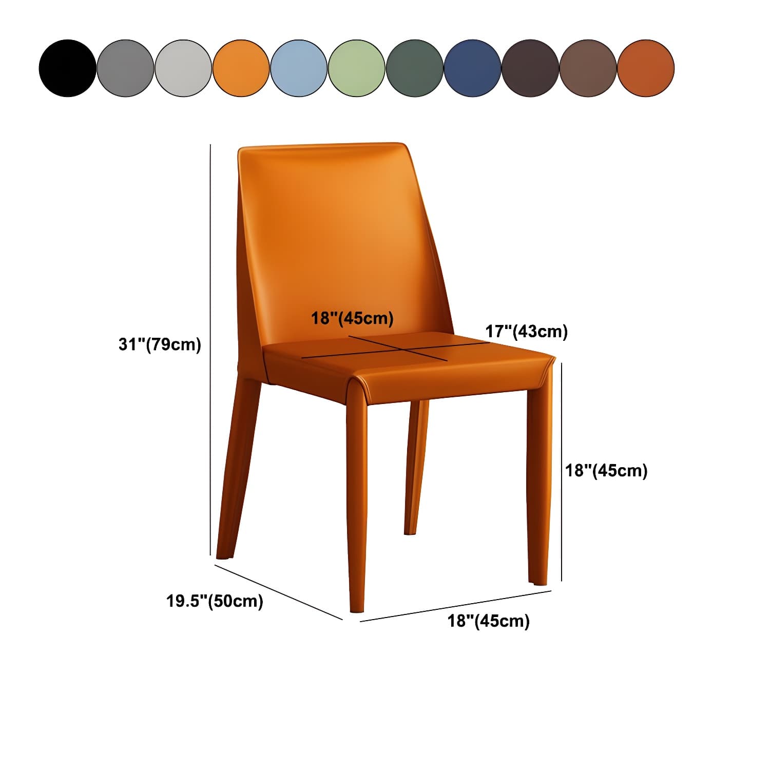 Modern Leather Dining Chair Parsons Furniture with Steel Legs in Matte Finish for Home - image 27