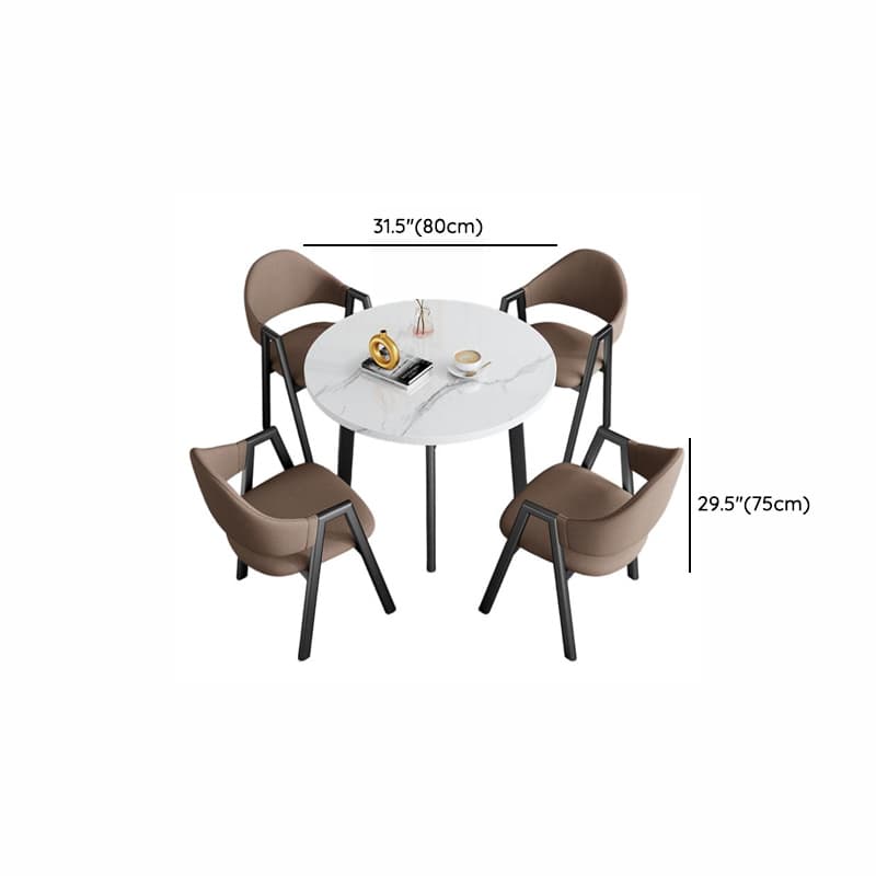 Dining Table Set with Rounded Shape and Padded Chair Back, Featuring Armrest and White Separable Table Top - image 22