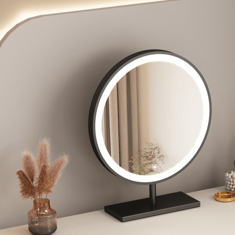 Simplistic Standard/Small Vanity Set with Reclaimed Wood Table Top, White Seat, 2 Drawers, and Mirror Lights - image 4