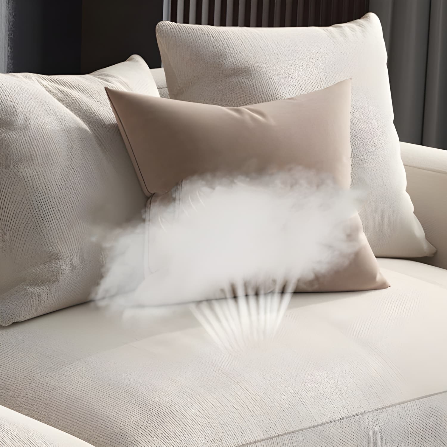 Modern Beige Cotton and Linen Sectional Sofa with Pine Wood Frame - image 6