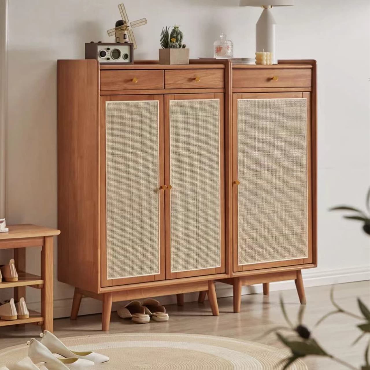 Mid-Century Modern Rectangle Storage Cabinet Natural Finish Accent Cabinet - image 4