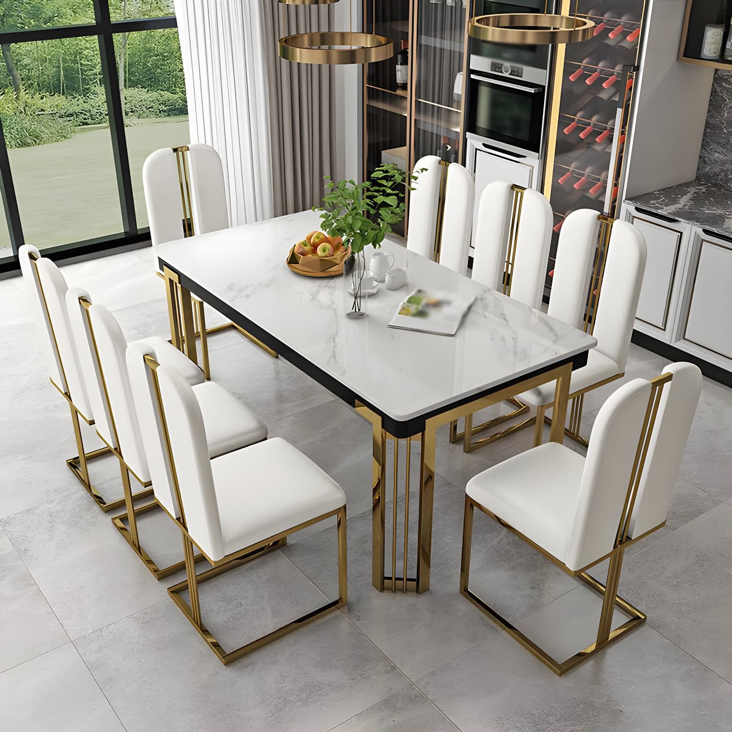 Modern 1/2/7/9 Pieces Dining Set Marble Dining Furniture Set /Separate Items - image 4