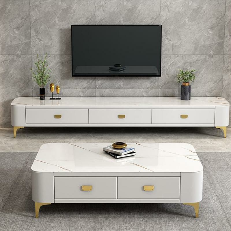 Modern Oblong Stone Coffee Table with Water and Scratch Resistant - image 8
