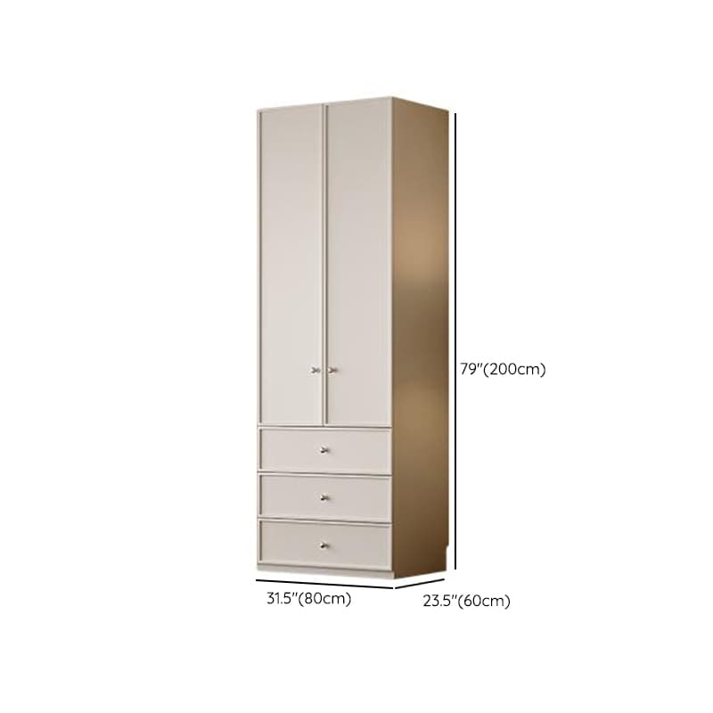 Chalk Modern Wooden Standalone Almirah with 3-Drawer, Interior Shelves, and Hanging Rod - image 17