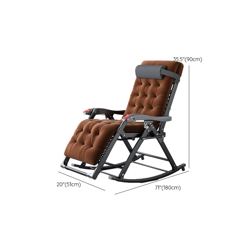 Black/Walnut/Eggplant Color Contemporary Alloy Rocking Armchair with Track Arm - image 15