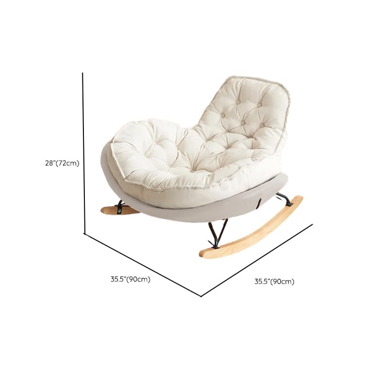 Modish Rocking Couch Chair with Spindle Back, Flannel Upholstery, Padded Design, Rear Support, and Stationary Base - image 15