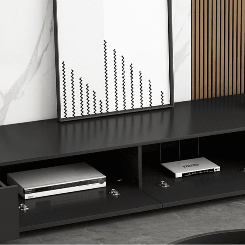 Trendy TV Stand with Storage, 2 Drawers & 2 Cabinets, White/Black - image 9