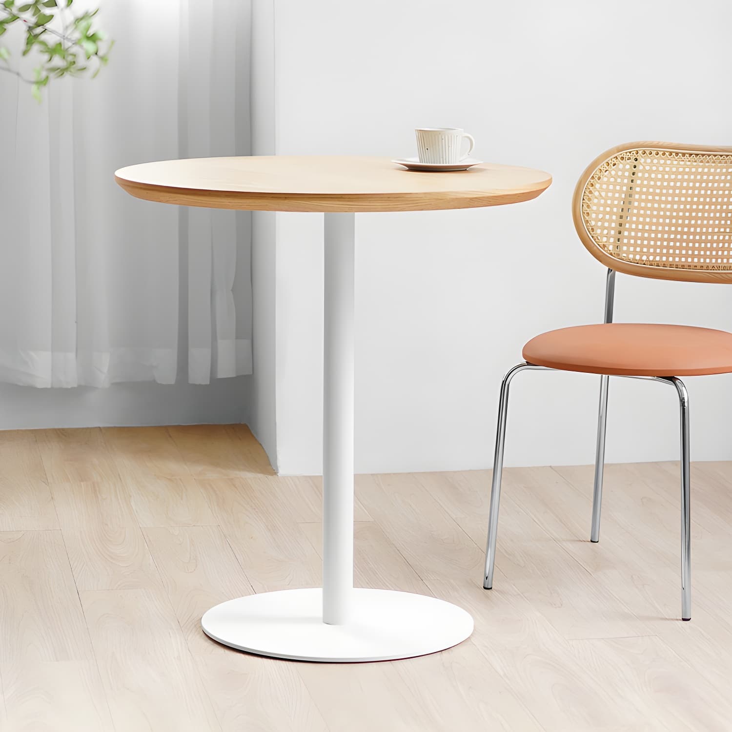 Round Tulip Base Casual Dining Table Four-Color Fixed Table with Solid Wood - image 15