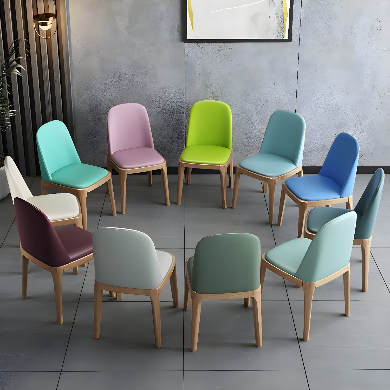 Scandinavian Home Side Chair Solid Back Wood Upholstered Dining Room Chair - image 20