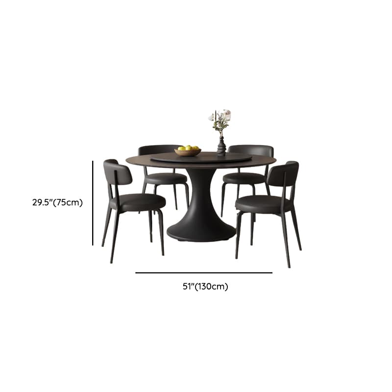 Circular Slate Dining Table Set with Stump Base, Back Seats for 6 or 4, in Espresso - image 10