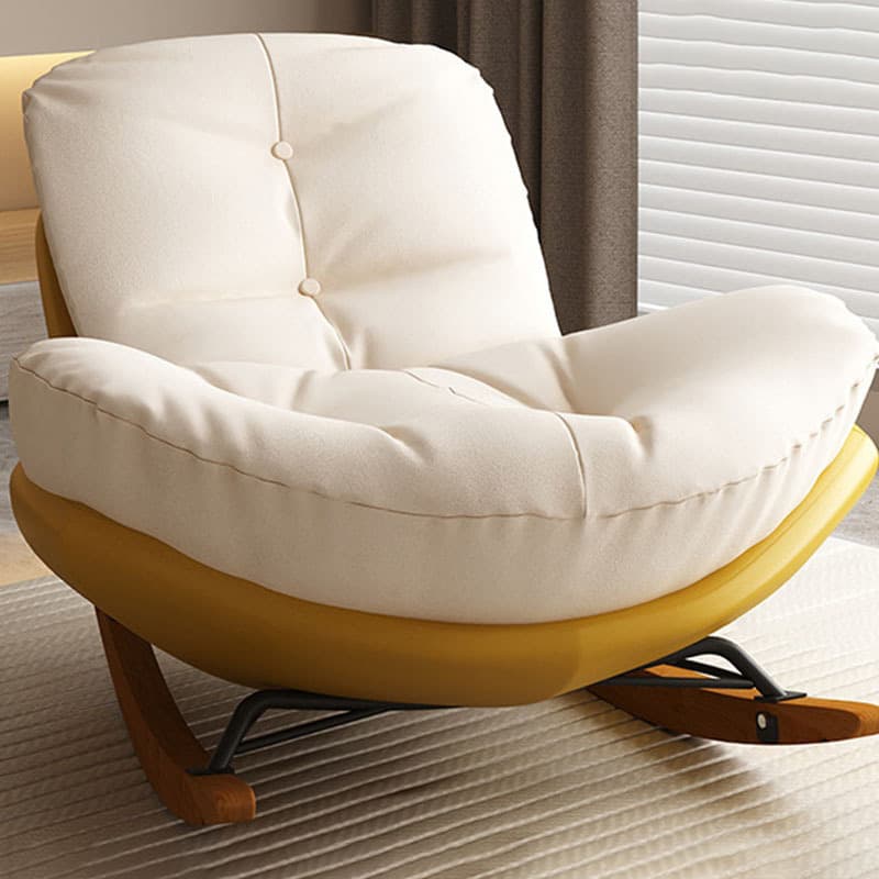 Cotton Upholstered Indoor Rocking Chair with Solid Wood Legs, Compact Design for Small Spaces - image 6