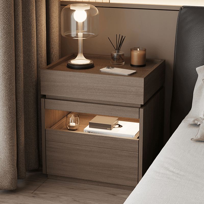 Organic Modern Nightstand With Drawer Organization, Particle Board Wood Countertop, and Illuminating Lighting - image 10
