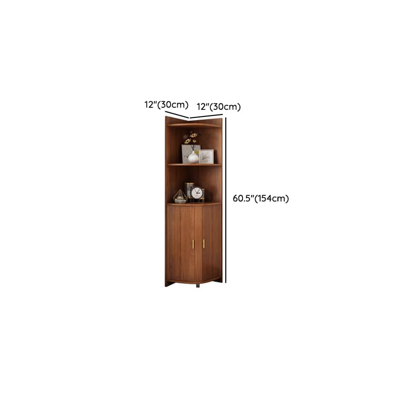 Corner Coastal Brown Wood Corner Accent Cabinet with 2 Shelves - image 11