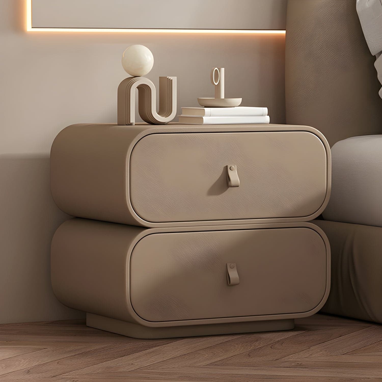 Contemporary Style Solid Wood 2-Drawer Night Table for Bedroom - image 6